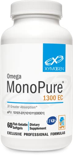XYMOGEN Omega MonoPure 1300 EC - Fish Oil with 3X Greater Absorption - DHA EPA Omega 3 Supplement for Heart Health + Cognitive Support (60 Softgels)