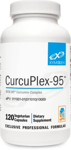 XYMOGEN CurcuPlex-95 - Turmeric Curcumin Supplements with Enhanced Bioavailability - Daily Brain Support Supplement (120 Vegan Turmeric Capsules)