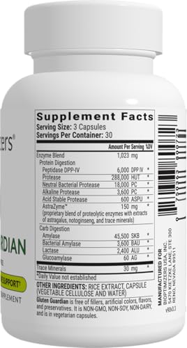 Gluten Guardian 3.0 - Enzyme Supplement with DPP-IV to Support Gluten Digestion – May Help Prevent Bloating, Gas, and Indigestion, 90 Capsules