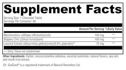 XYMOGEN Gut Health Supplements - GI Soothe Chocolate - Slippery Elm Bark, Licorice Root Extract & Marshmallow Root - Promote GI Lining Health, Mild Bloating Relief & Digestive Comfort (90 Tablets)