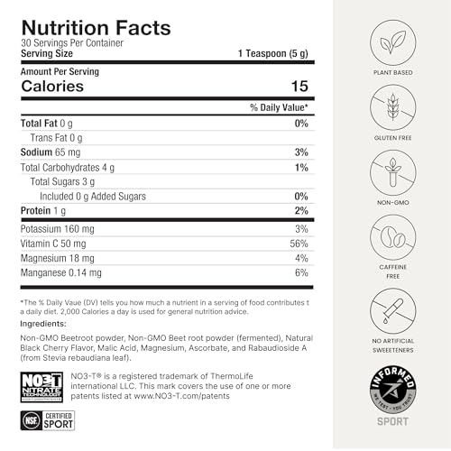 HumanN SuperBeets Sport Endurance Pre Workout Powder – NSF Certified – Nitric Oxide Supplement – Caffeine, Creatine & Stimulant Free Energy – Wild Cherry Flavor, 20 Servings