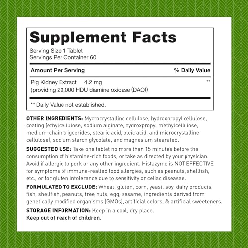 Amy Myers MD Histazyme - Diamine Oxidase Dao Enzyme Supplement Histamine Blocker to Support Healthy Digestion, Food Derived Histamine Intolerance (HI) - 60 Tablets - Blister Pack