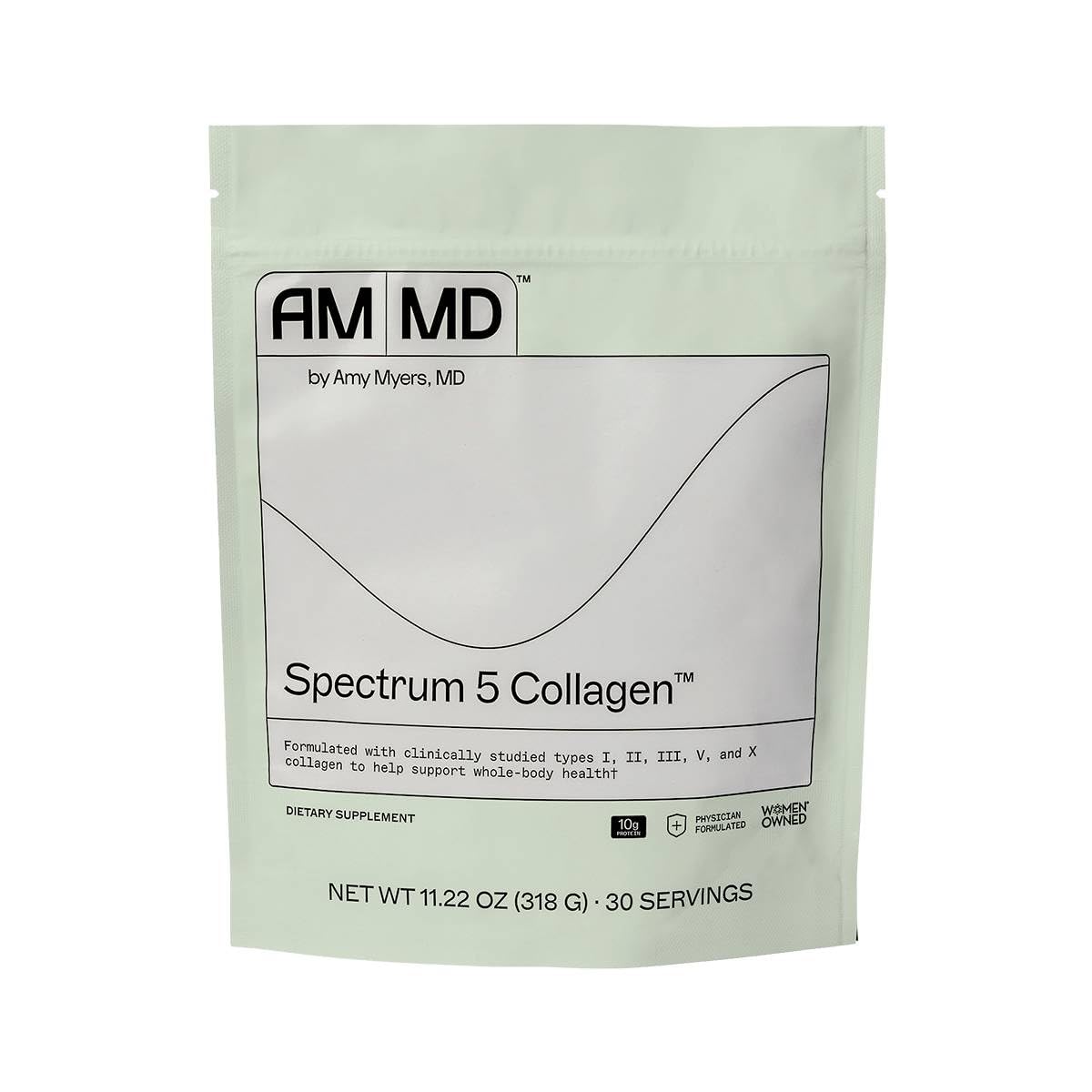 Dr Amy Myers Spectrum 5 Collagen Peptides Powder - Multi Collagen Protein Powder (Type I, II, III, V, X) - Proprietary Blends, Chicken Bone Broth, Hydrolyzed Bovine Collagen, Fish Collagen, Eggshell