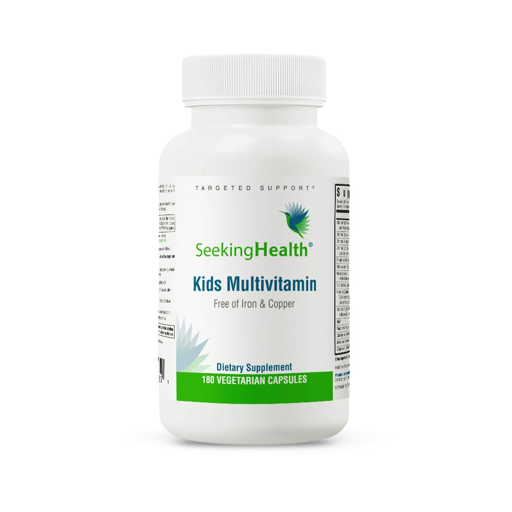 Seeking Health Kids Multivitamin, Formulated for Children’s Health, Active Forms of Folate, B12, Riboflavin, and B6, Iron and Copper Free, Vegetarian (180 Capsules)*