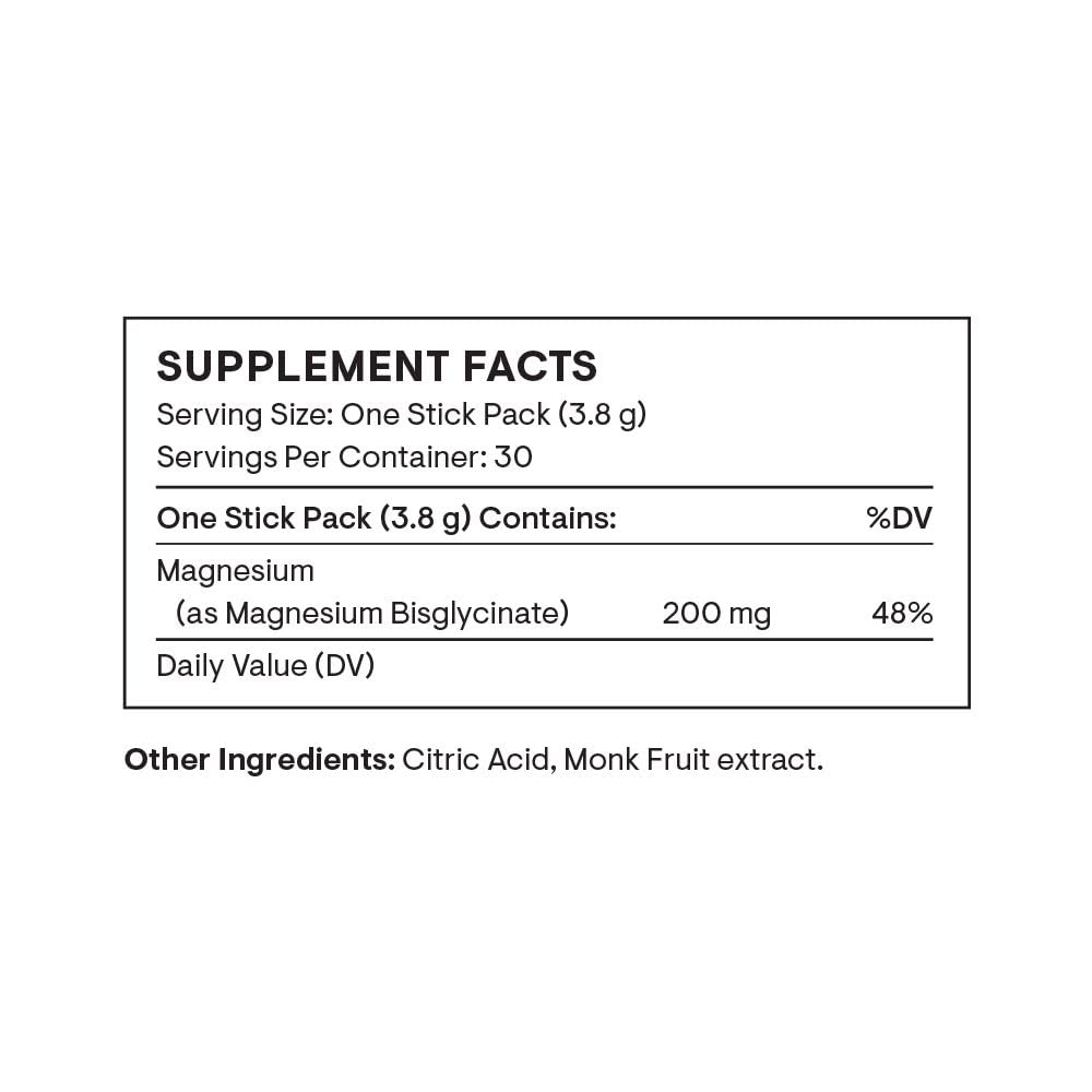 THORNE - Magnesium Bisglycinate - Powdered Magnesium Formula - Support Restful Sleep, Muscle Relaxation, Heart Health, and Metabolism* - NSF Certified for Sport - 30 Servings - 0.13 Oz per Stick Pack