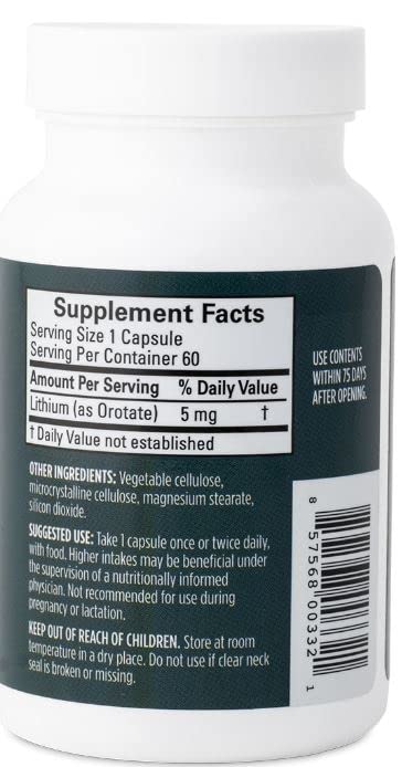 BRAINMD Dr Amen Lithium Orotate - 60 Capsules - Brain Support - Gluten Free - 60 Servings
