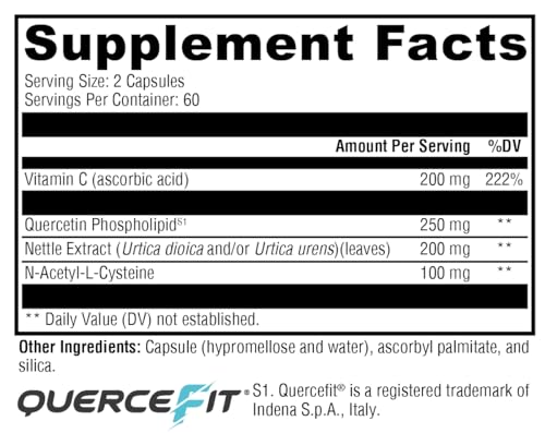 Xymogen Quercetin Complex - Quercetin 20× Plus - Quercetin Supplements with Vitamin C, N-Acetyl-L-Cysteine and Nettles - Formulated for Respiratory Support - Vegan and Gluten-Free (120 Capsules)