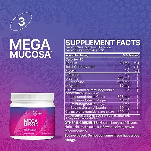 Microbiome Labs Total Gut Restoration Kit (Powder) - 3-Product Gut Health Spore Based Probiotic, Prebiotic Powder & Mucosal Immunoglobulin + Amino Acids Supplement for Immune, GI & Digestive Health