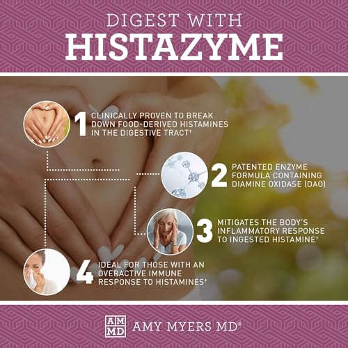 Amy Myers MD Histazyme - Diamine Oxidase Dao Enzyme Supplement Histamine Blocker to Support Healthy Digestion, Food Derived Histamine Intolerance (HI) - 60 Tablets - Blister Pack