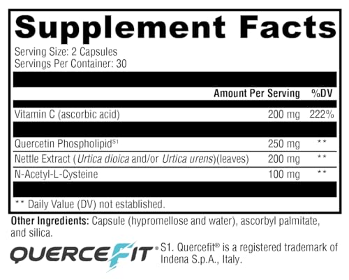XYMOGEN Quercetin Complex - Quercetin 20× Plus - Quercetin Supplements with Vitamin C, N-Acetyl-L-Cysteine and Nettles - Formulated for Respiratory Support - Vegan and Gluten-Free (60 Capsules)