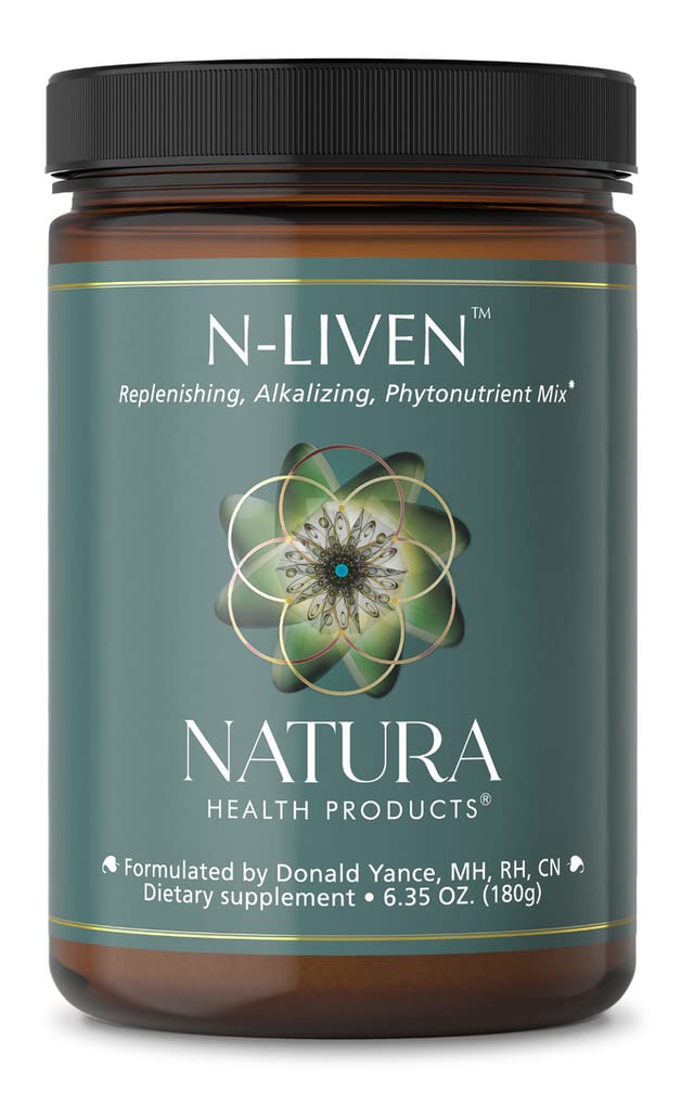 Natura Health Products N-liven Supplement - Organic Superfood Greens Powder Drink - Including Spirulina & Chlorophyll - Premier Blend of Barley Grass, Kale, Spinach, Goji Berry, Raspberry (180 Grams)