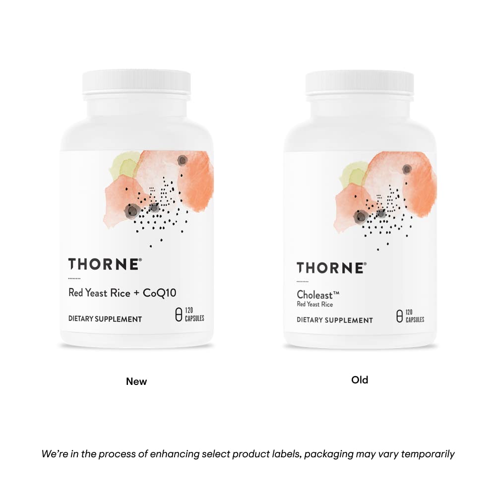 THORNE Red Yeast Rice + CoQ10 - Maintain Healthy Cholesterol Levels and Supports Cardiovascular Health* - Gluten-Free, Dairy-Free - 120 Capsules