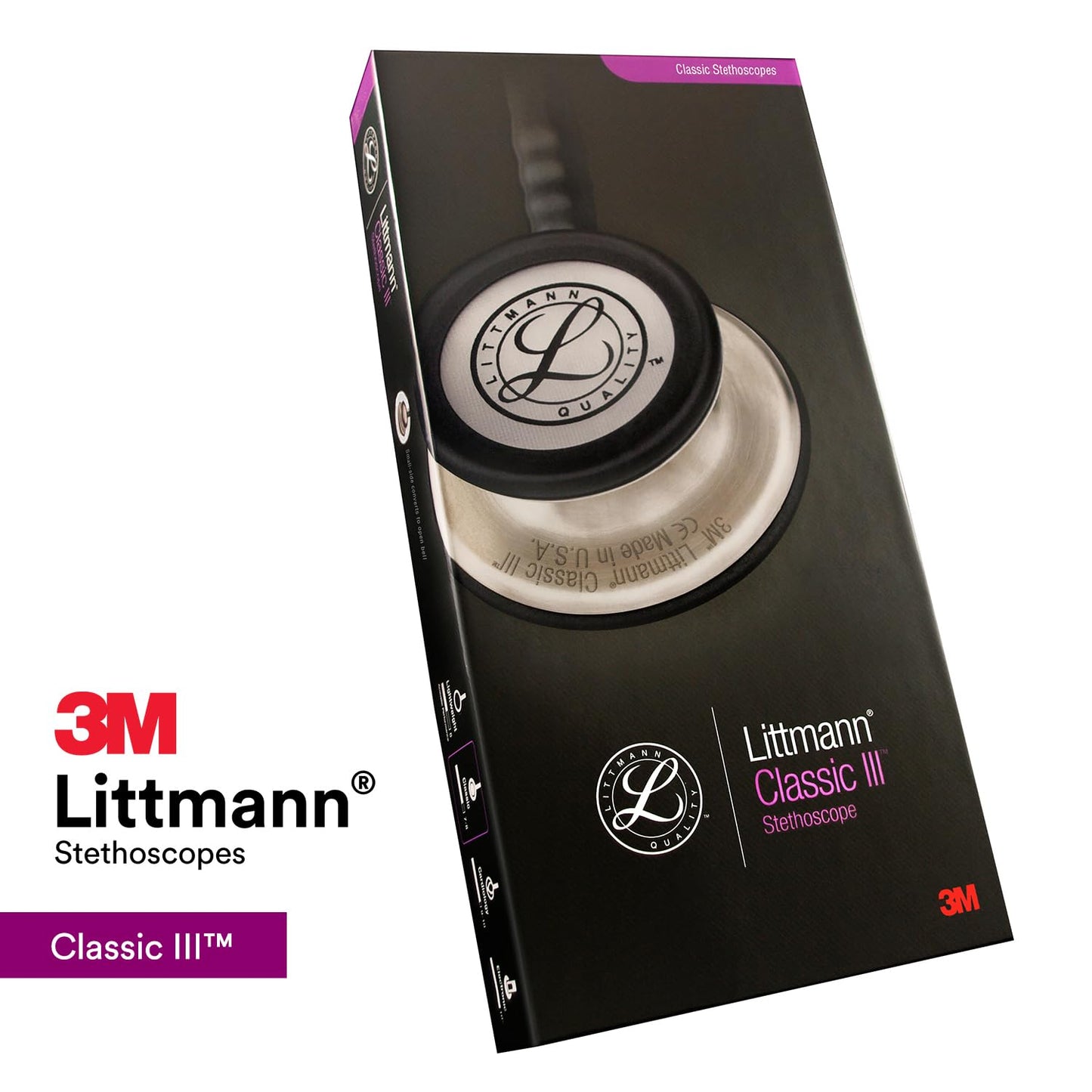 3M Littmann Classic III Monitoring Stethoscope, 5633, More Than 2X as Loud, Weighs Less