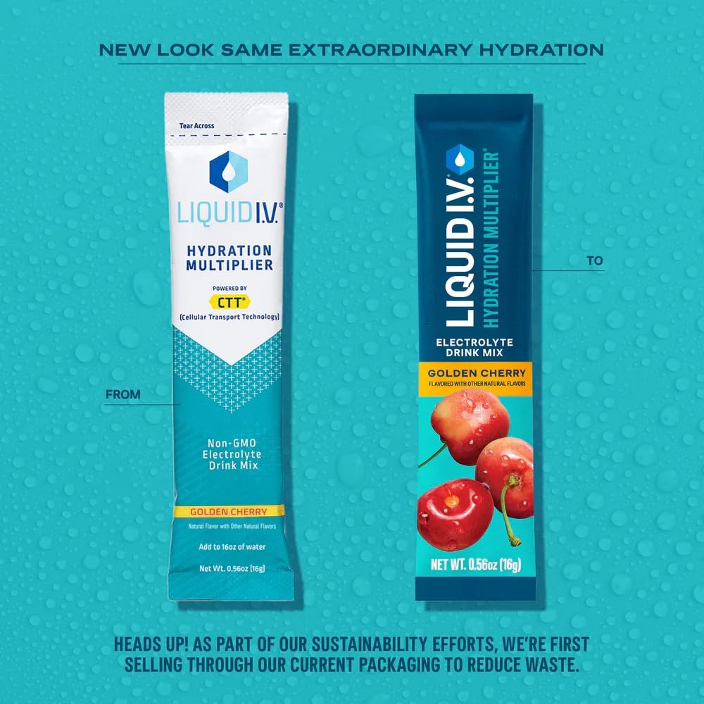 Liquid I.V.® Hydration Multiplier - Golden Cherry | Electrolyte Powder Drink Mix | 1 Pack (16 Servings)
