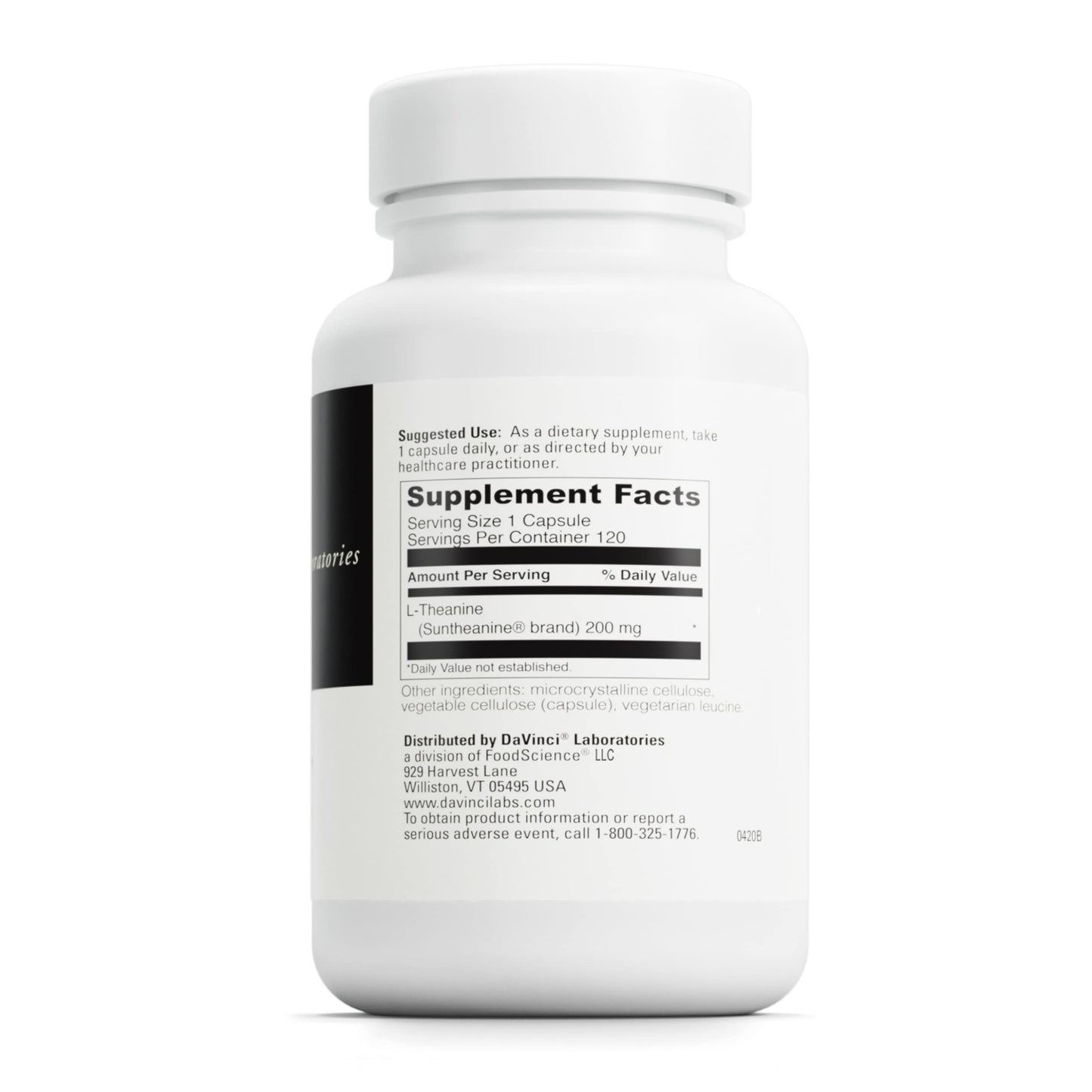 DAVINCI Labs L-Theanine - Brain Function Supplement - Helps Support Relaxation, Focus, Calm Feelings & More with Suntheanine L-Theanine* - 120 Vegetarian Capsules