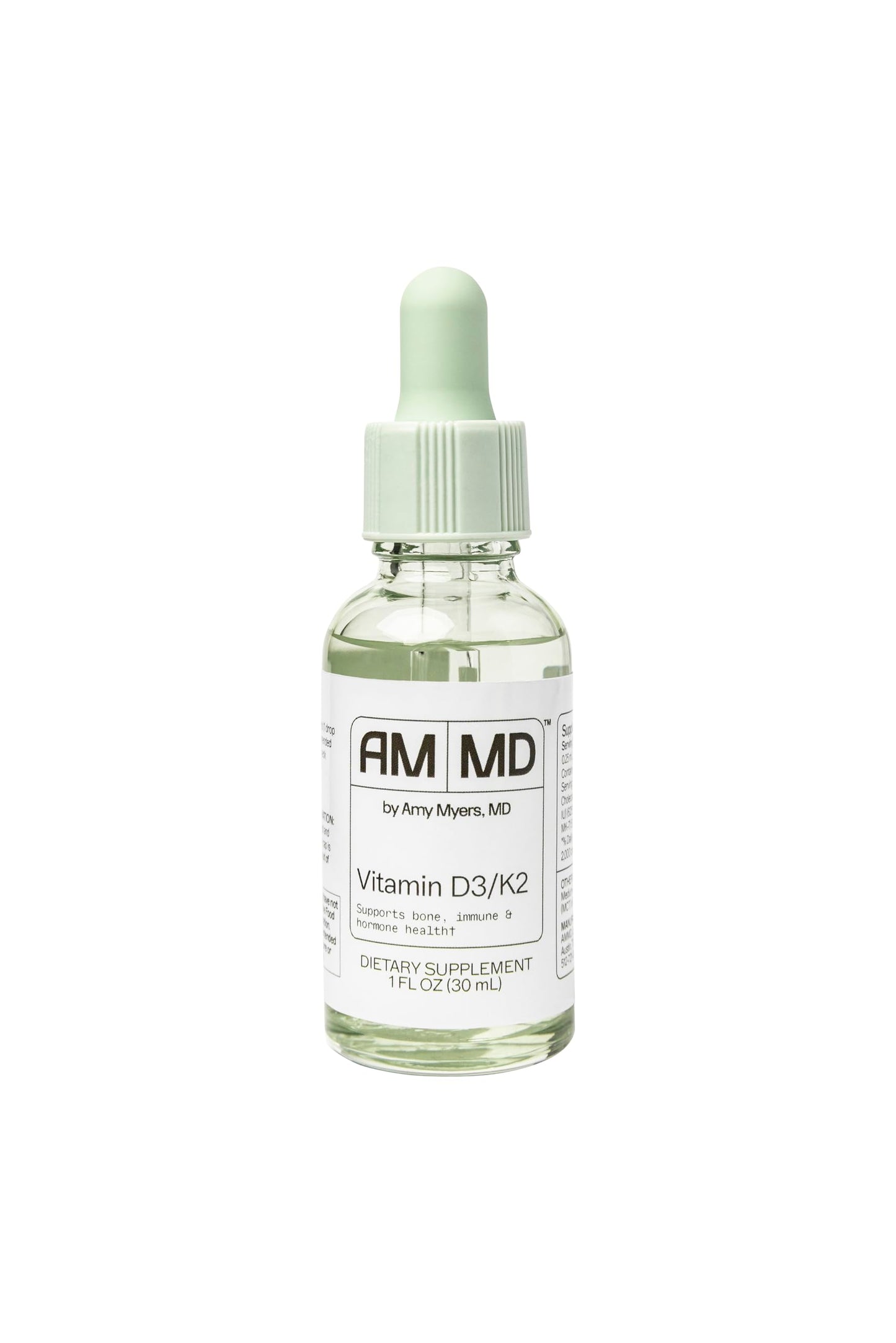 Dr. Amy Myers Vitamin D3 K2 Liquid Drops - 5 Drops Contain 5000 IU VIT D3, 50 MCG Vitamin K2 MK-7 - Support Immune System Function, Energy Level, Healthy Bones - Non-GMO, Tasteless, 1 OZ Liquid