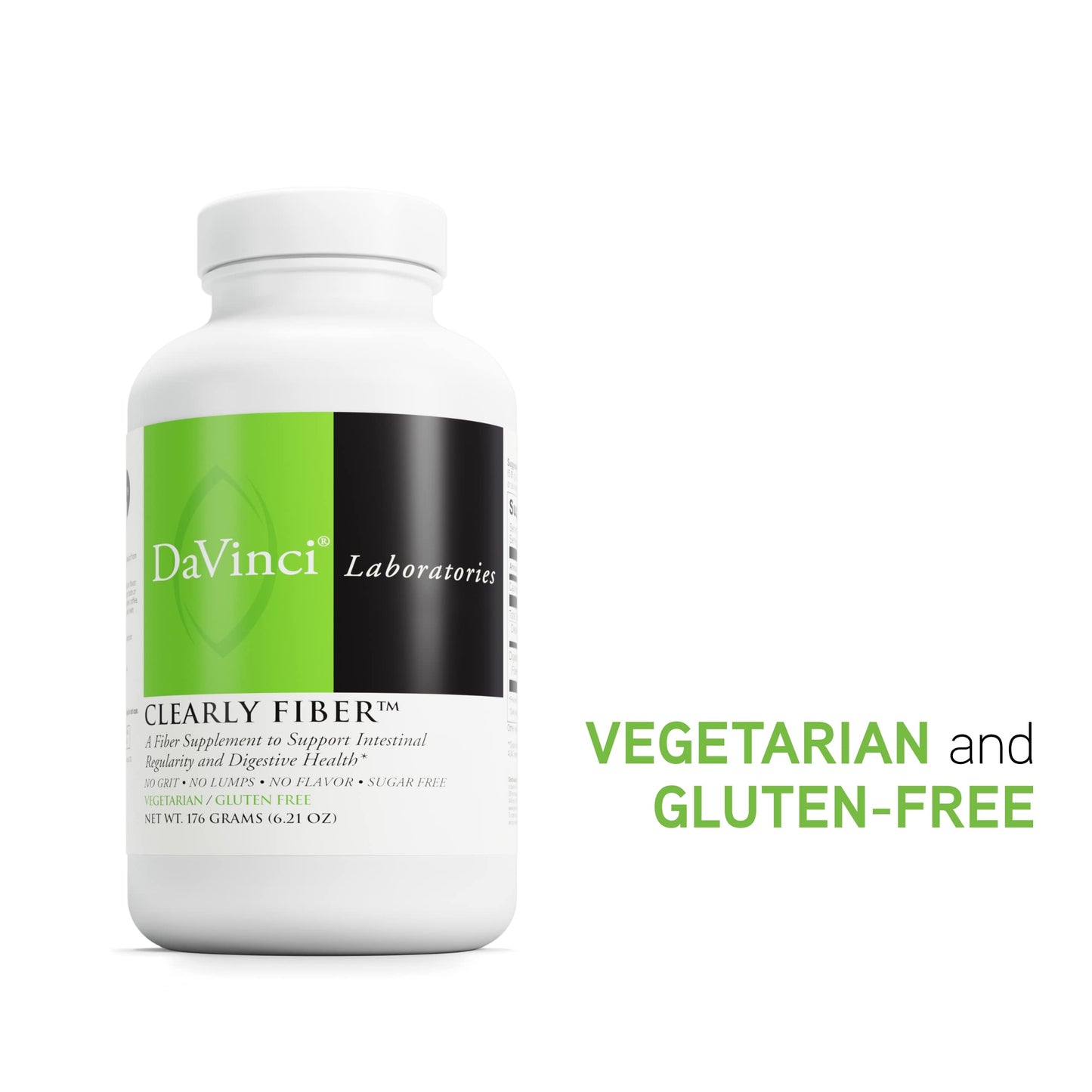 DAVINCI Labs Clearly Fiber - Daily Fiber Powder for Digestion Support & GLP-1 Production* - Tasteless Drink Mix - Fiber Supplement for Men & Women - Vegetarian, Gluten-Free - 30 Servings (176 g)