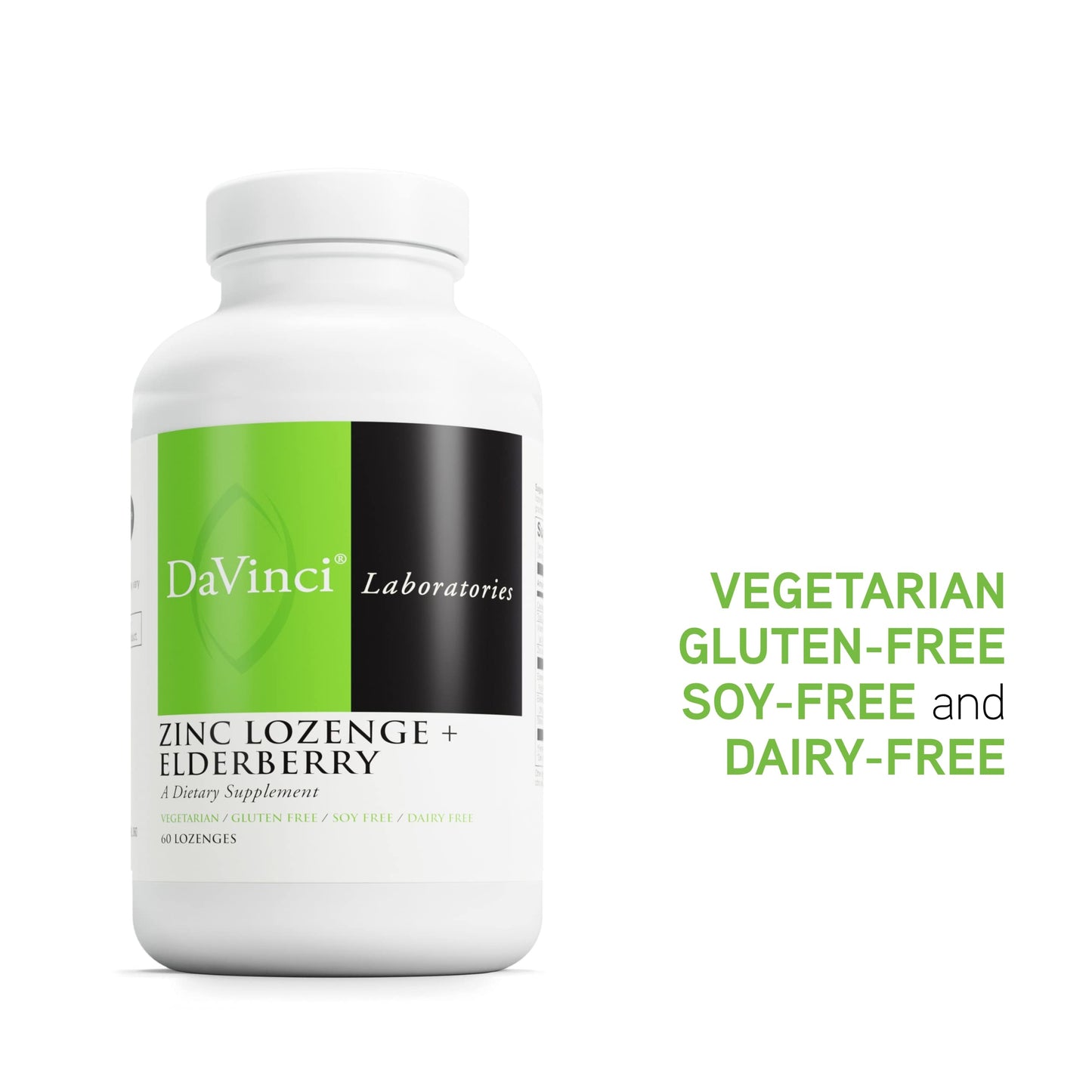 DAVINCI Labs Zinc Lozenge + Elderberry - Supplement to Support Immune System, Healthy Lungs & Throat Tissues* - with Vitamin D3, Zinc, Elderberry & More - Lemon Flavor - 60 Lozenges