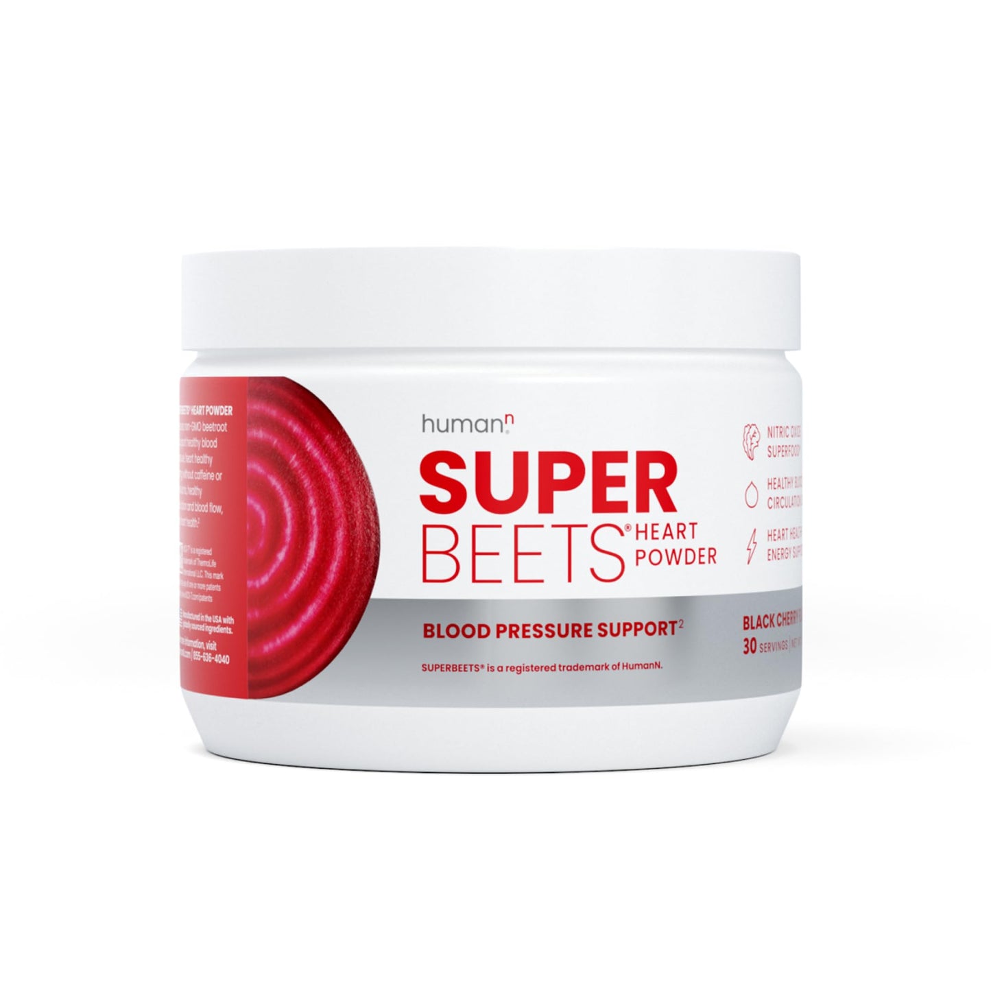 HumanN SuperBeets Beet Root Powder - Non-GMO Beetroot Superfood - Nitric Oxide Supplement for Heart Health, Circulation & Blood Pressure Support - Black Cherry, 30 Servings