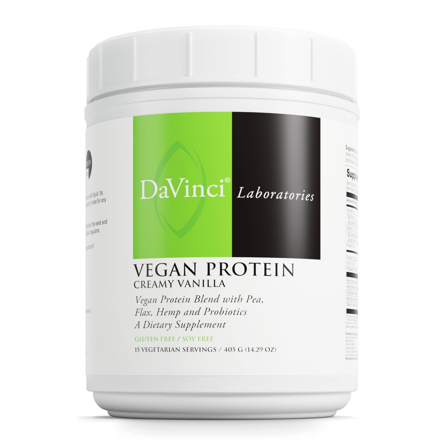 DaVinci Labs Vegan Protein - Protein Powder Supplement Supports Muscle & Tissue Repair* - Vegan Protein Supplement with Pea Protein & Flax Seed - Creamy Vanilla, 15 Servings (405 g)
