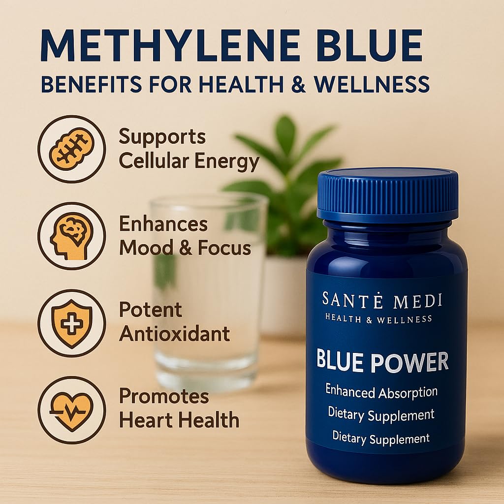Sante Medi Blue Power - Methylene Blue (USP Grade) Pharma Grade - 60 Capsules