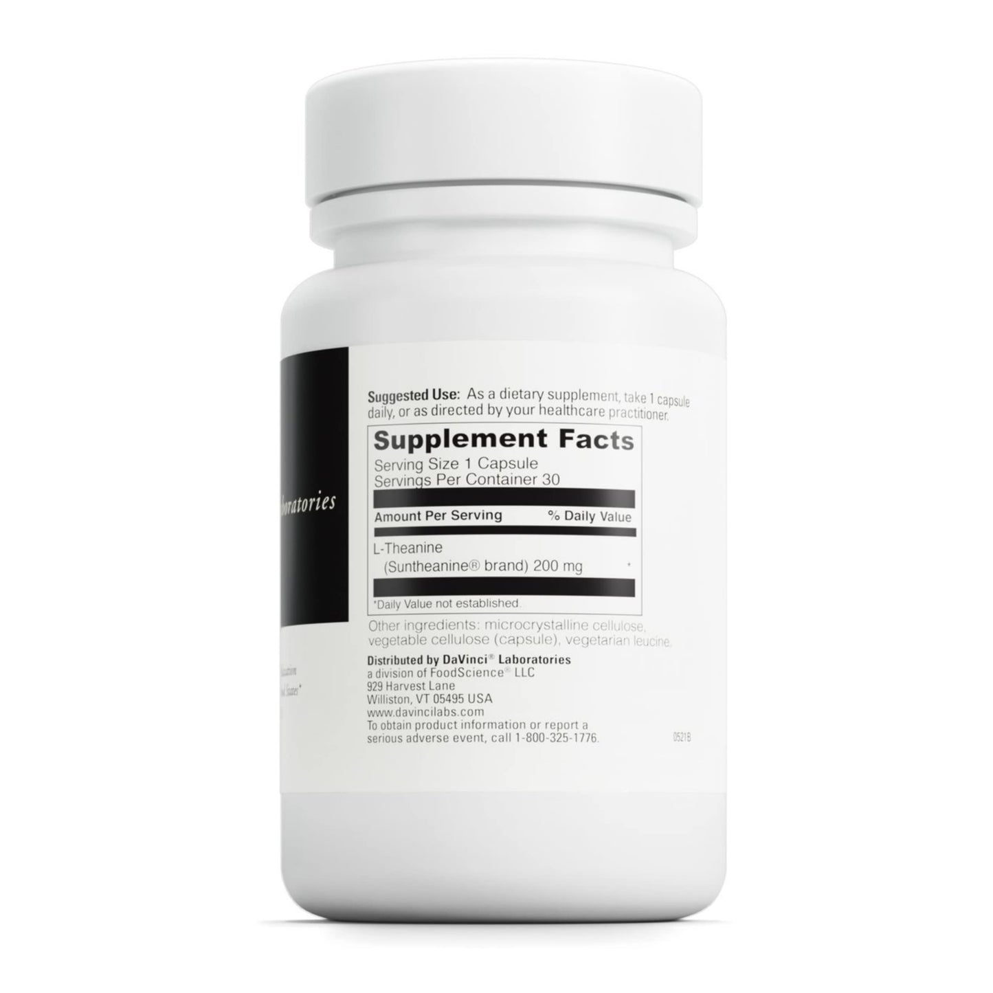 DAVINCI Labs L-Theanine - Dietary Supplement to Help with Concentration, Focus, Relaxation and Irritability* - with 200 mg L-Theanine per Serving - 30 Vegetarian Capsules