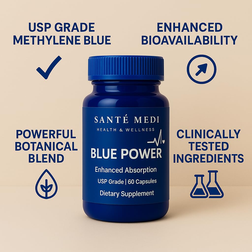 Sante Medi Blue Power - Methylene Blue (USP Grade) Pharma Grade - 60 Capsules