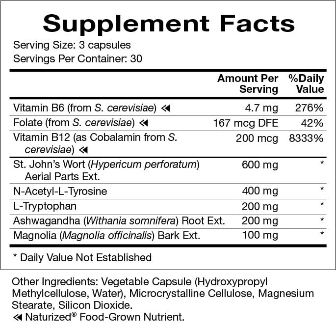 Natura Health Products Up-Lift Supplement - Encourages Positive Mood and Mental Outlook- Featuring Ashwagandha, St. John's Wart, Vitamins B6 & B12, L-tryptophan, Folate, L-tyrosine (90 Capsules)