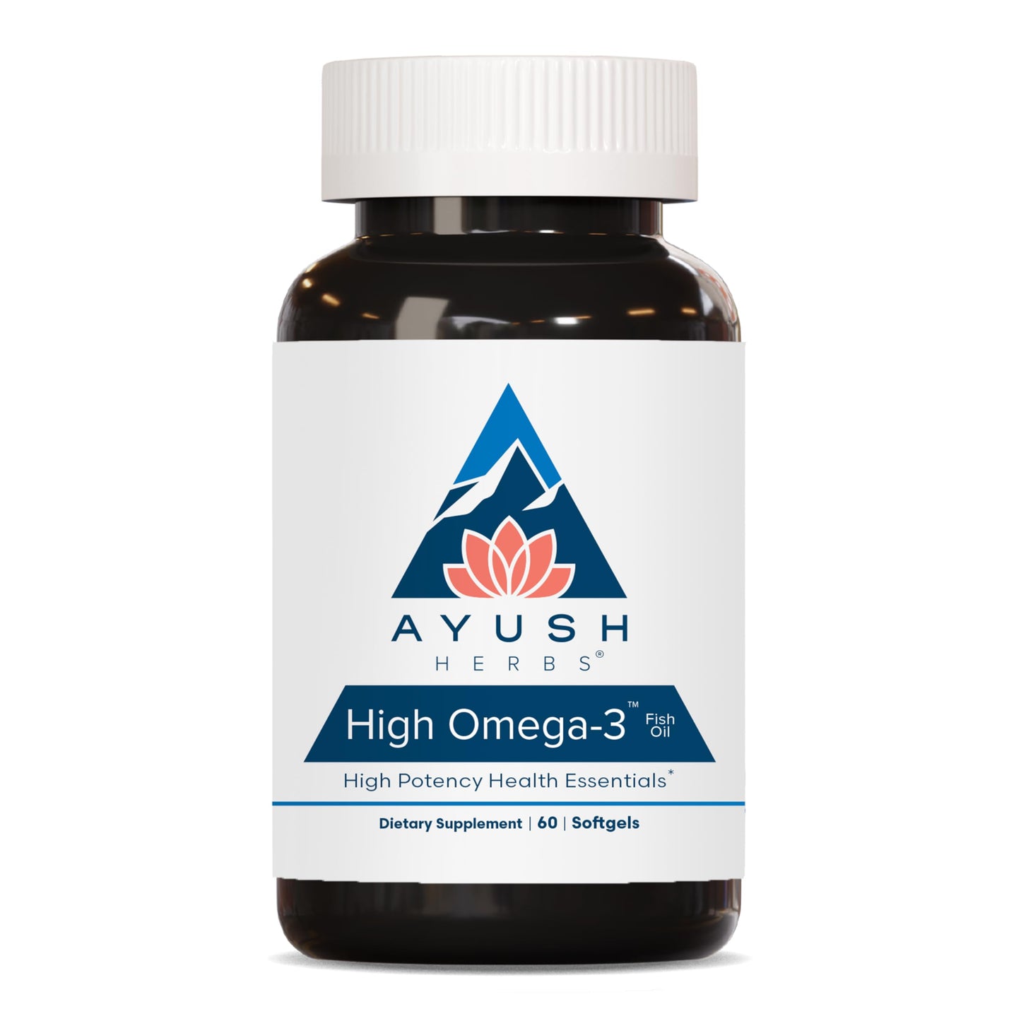 Ayush Herbs High Omega 3 - Omega 3 Fish Oil, 1000mg Per Capsule, EPA & DHA Fish Oil Supplement for Women & Men, Natural Lemon Flavor - 60 Softgel Capsules (1 Count)