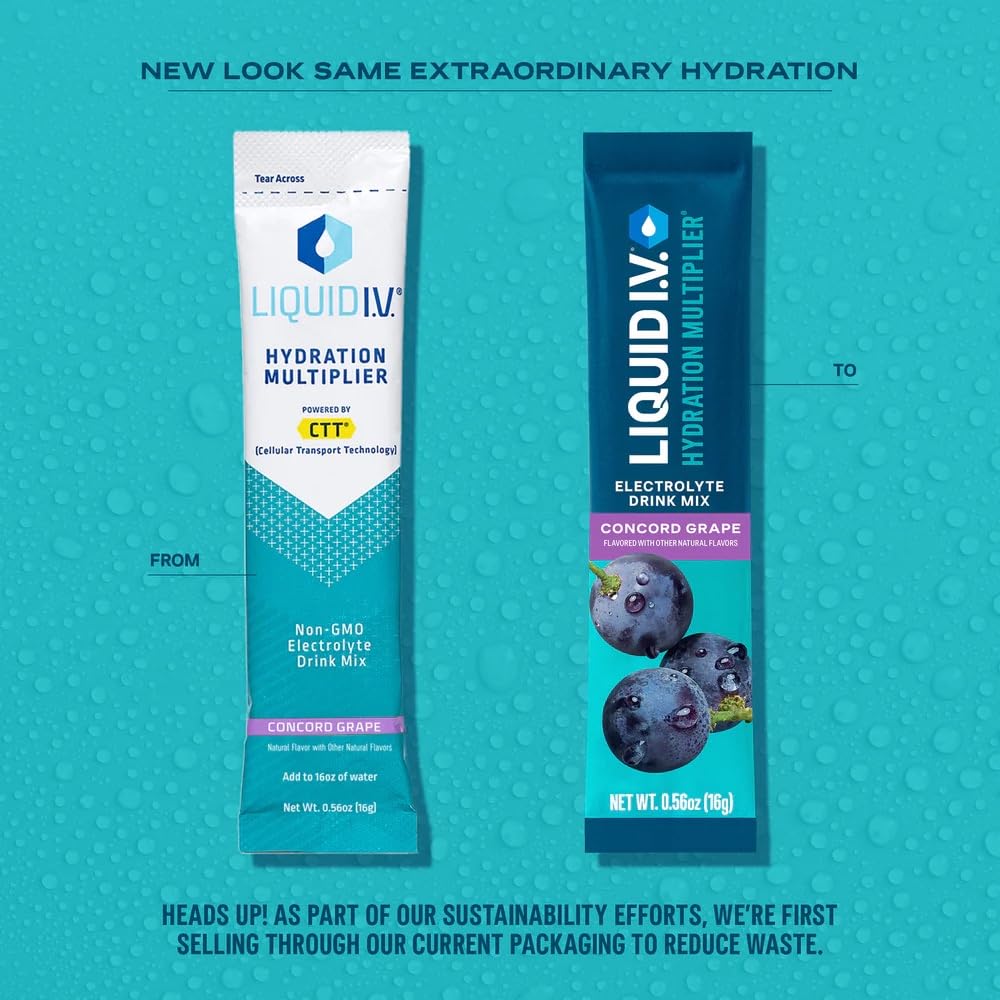 Liquid I.V.® Hydration Multiplier - Concord Grape | Electrolyte Powder Drink Mix | 1 Pack (16 Servings)