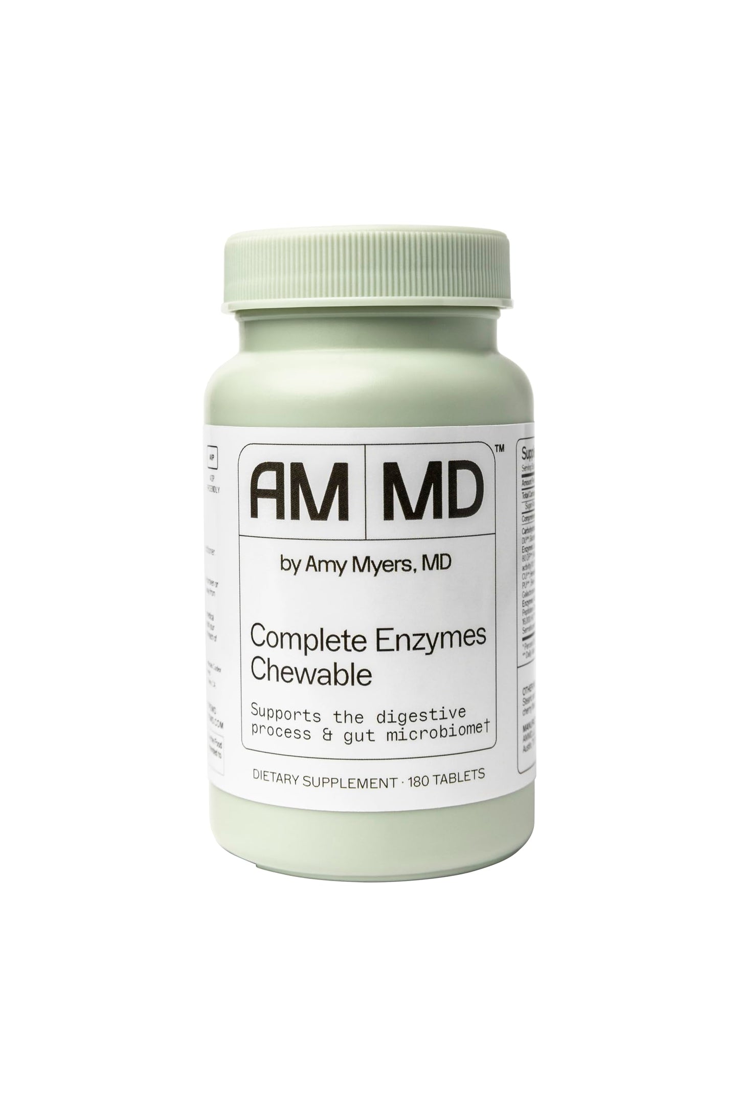 Dr Amy Myers Digestive Enzymes Chewable – Complete Enzymes Support Leaky Gut, Acid Reflux, Gas, Bloating, Gluten Exposure – Amylase, Lipase, Lactase, Alkaline, Protease, Sucrase + More – 180 Tablets