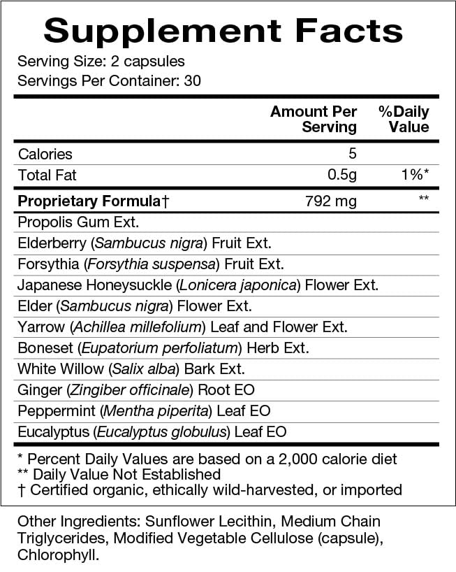 Natura Health Products Flew Away Supplement - Immune System Support & Seasonal Defense - Featuring Ginger, Elderberry, Propolis and Eucalyptus (60 Capsules)