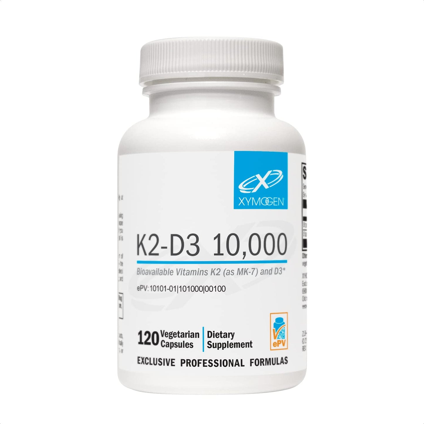 XYMOGEN K2-D3 10000 - Vitamin D3 K2 - Bioavailable Vitamin D 10,000 IU (Cholecalciferol) with Vitamin MK-7 - Heart, Arterial, Bone Health + Immune Support Supplement (120 Capsules)
