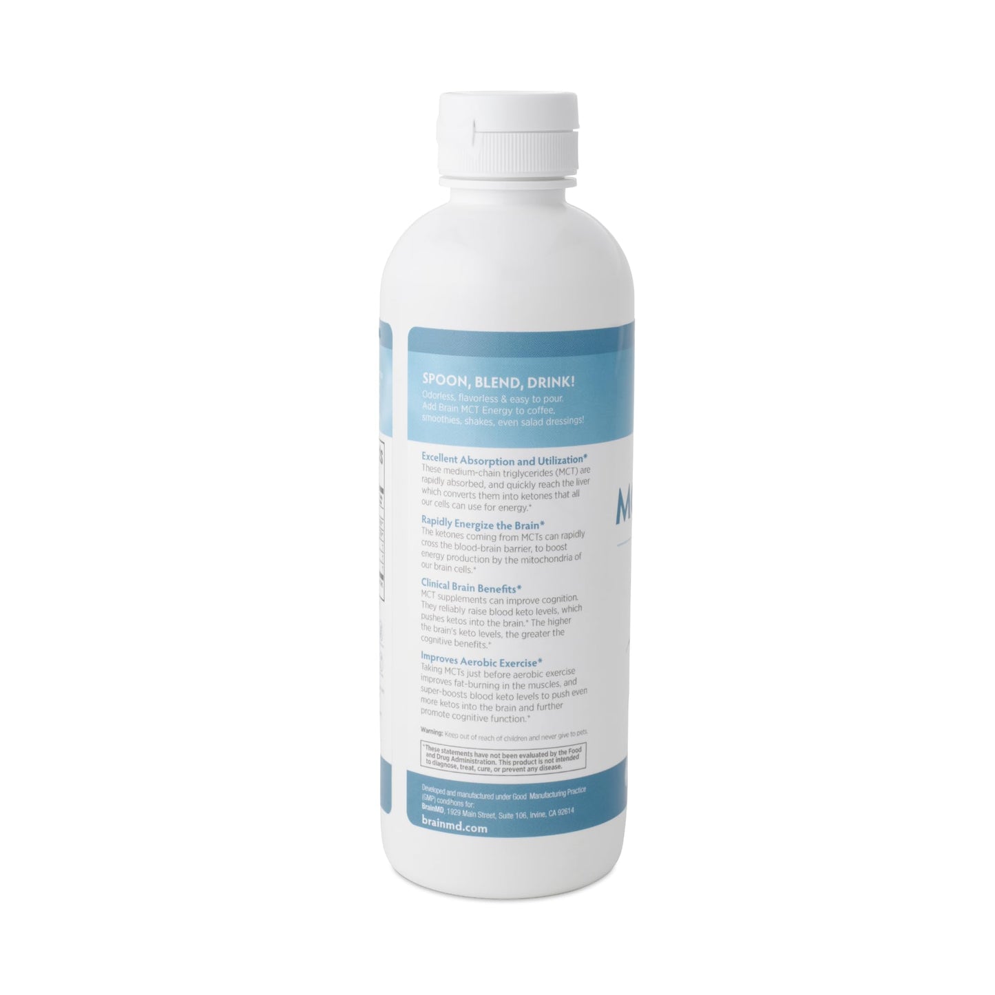 Dr Amen BrainMD Brain MCT Energy - 16 fl oz - Energy Support for Brain & Body - Improves Focus & Satiety - Clean & Fast Acting - Gluten Free - 31 Servings