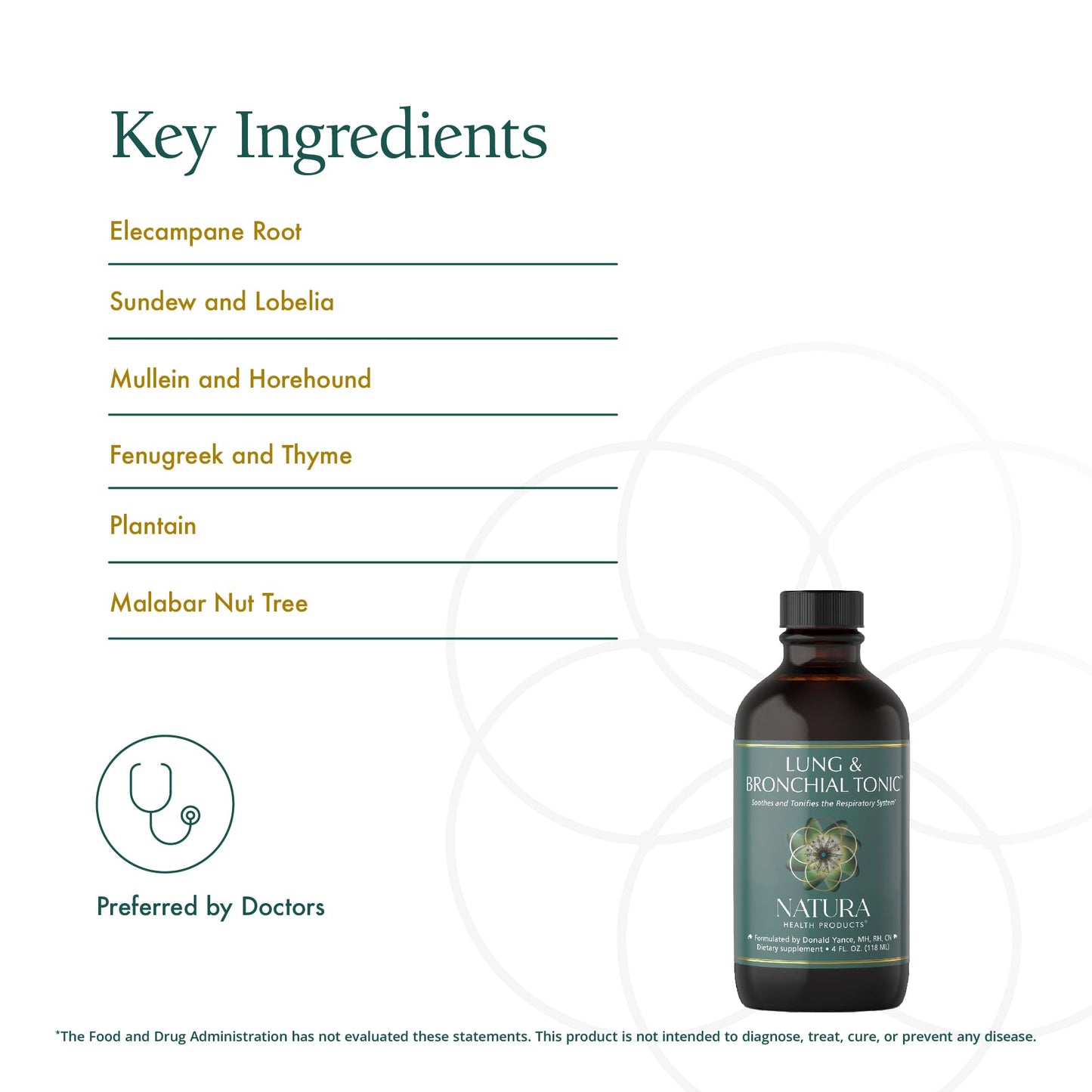 Natura Health Products Lung & Bronchial Tonic - Soothes and Tonifies The Respiratory System - Featuring Mullein Leaf Extract, Thyme, Fenugreek, Lobelia and Plantain (4 Fluid Ounces)