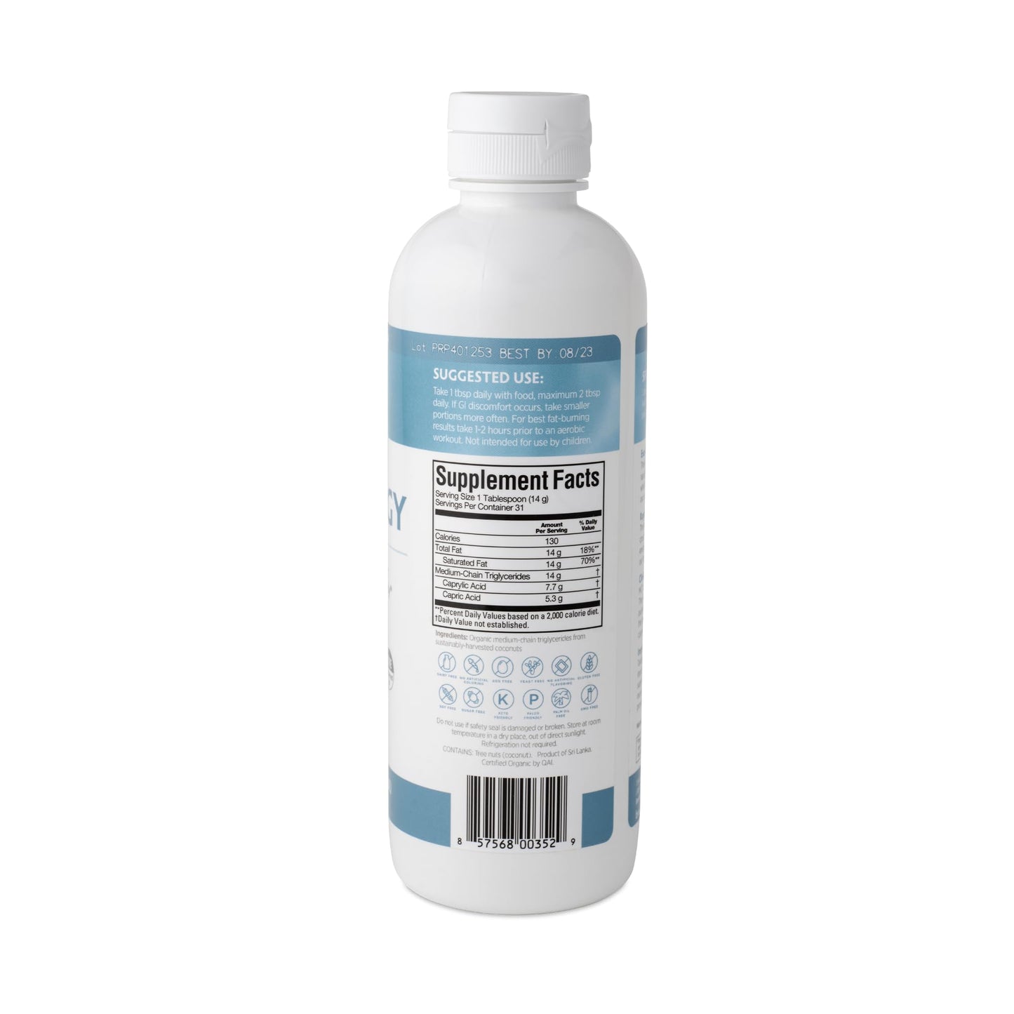 Dr Amen BrainMD Brain MCT Energy - 16 fl oz - Energy Support for Brain & Body - Improves Focus & Satiety - Clean & Fast Acting - Gluten Free - 31 Servings