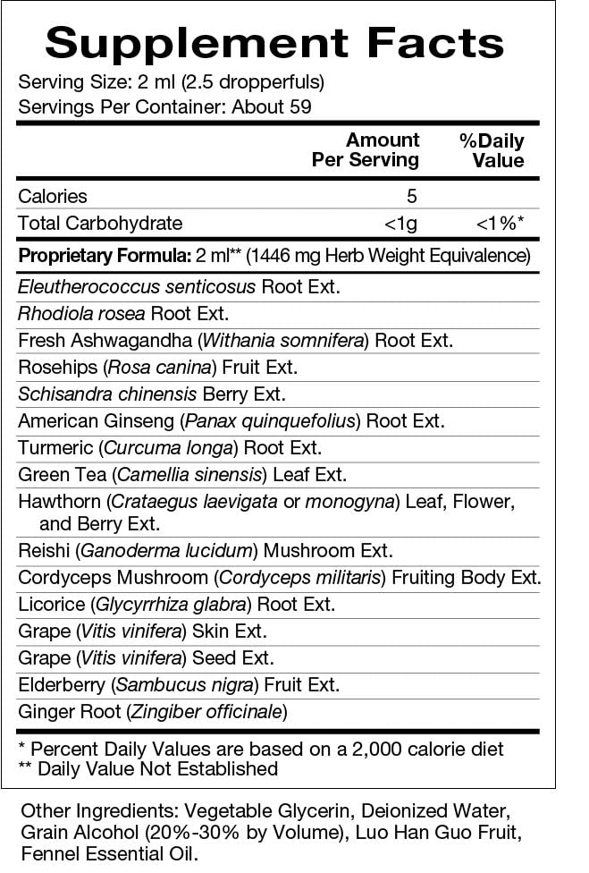 Natura Health Products Vital Adapt Supplement - Daily Nourishing Adaptogenic Tonic for Endocrine Function Support - Featuring Rhodiola, Ashwagandha, Cordyceps, Reishi (4 Fluid oz)