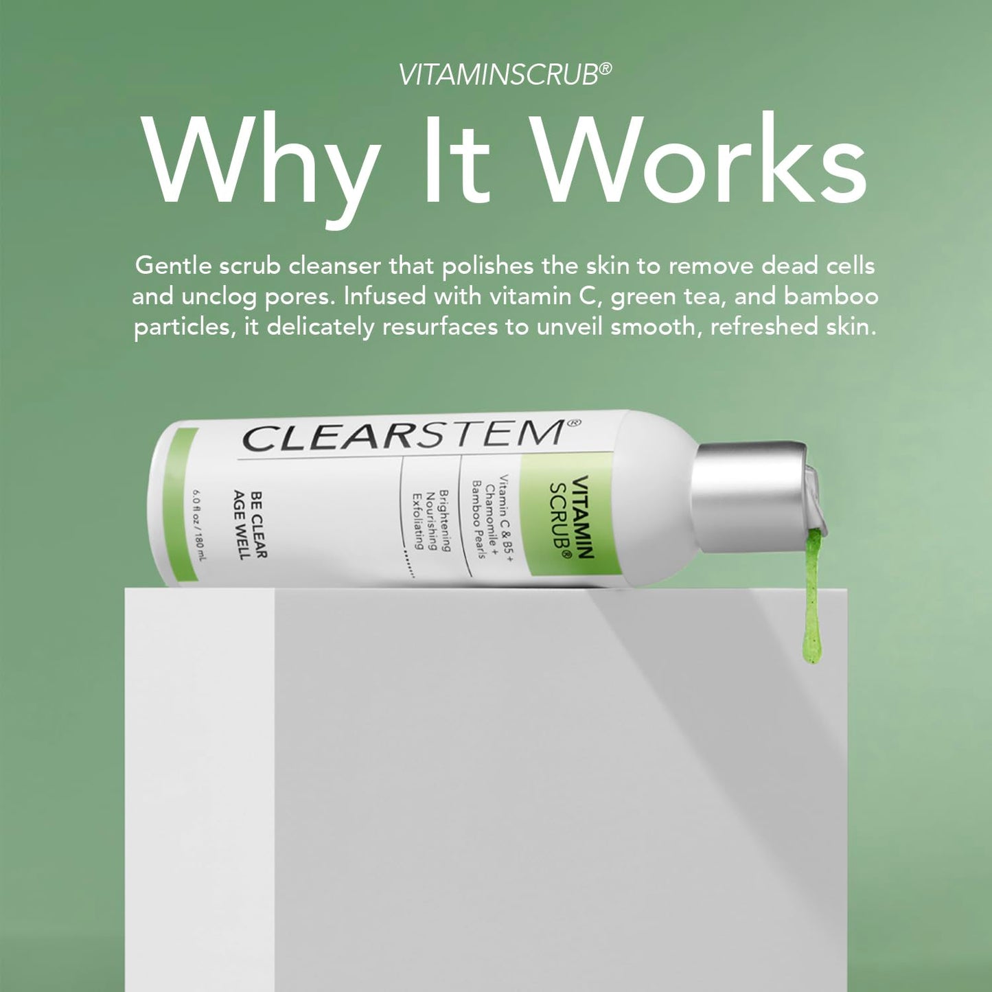 CLEARSTEM VITAMINSCRUB Antioxidant Infused Exfoliating Face & Body Scrub with Vitamin C, 7 Ounce