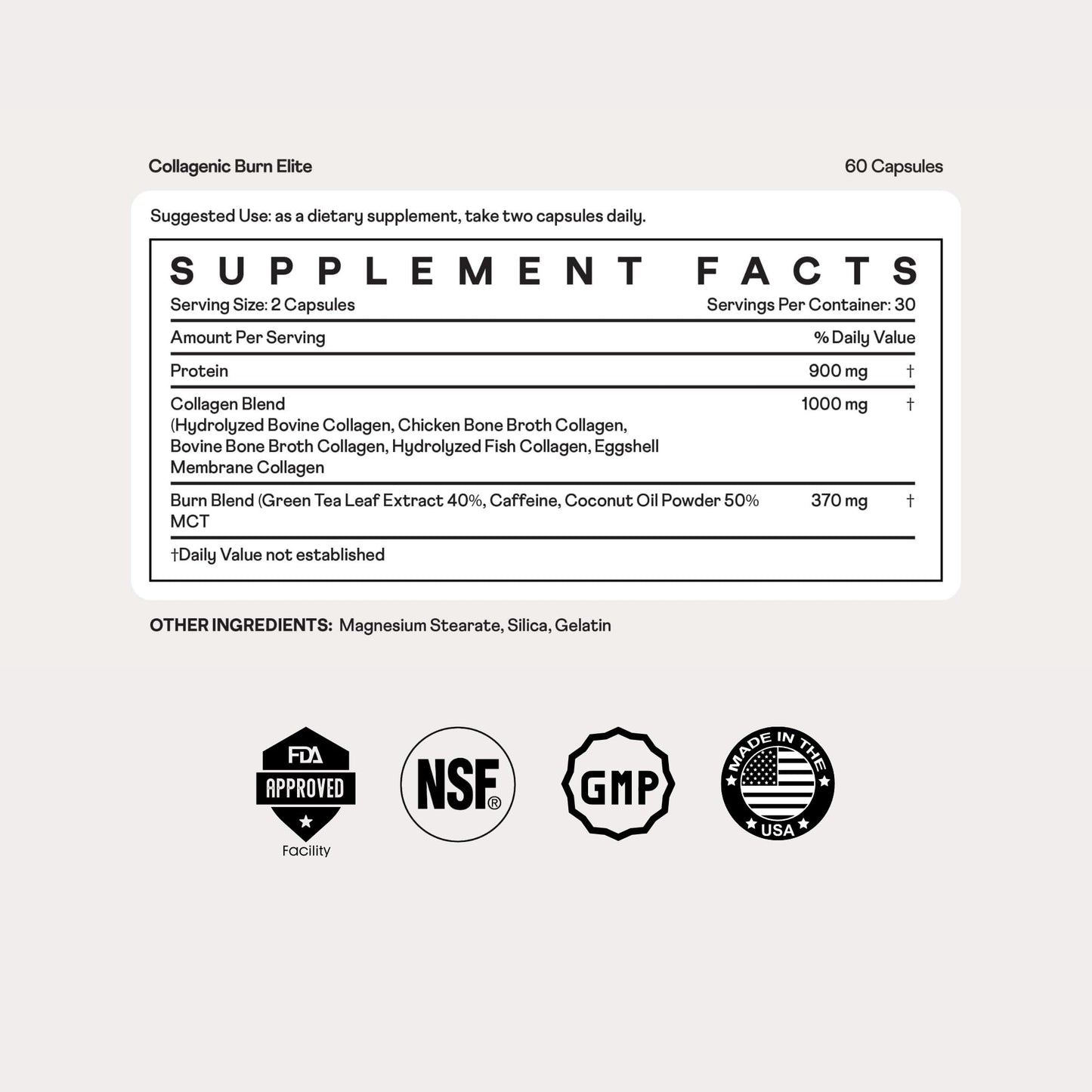 Nuray Collagenic Burn Elite with Green Tea - Collagen Peptides- 60 Capsules