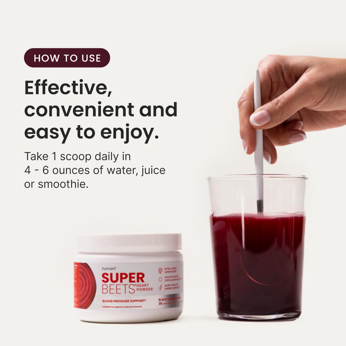 HumanN SuperBeets Beet Root Powder - Non-GMO Beetroot Superfood - Nitric Oxide Supplement for Heart Health, Circulation & Blood Pressure Support - Black Cherry, 30 Servings