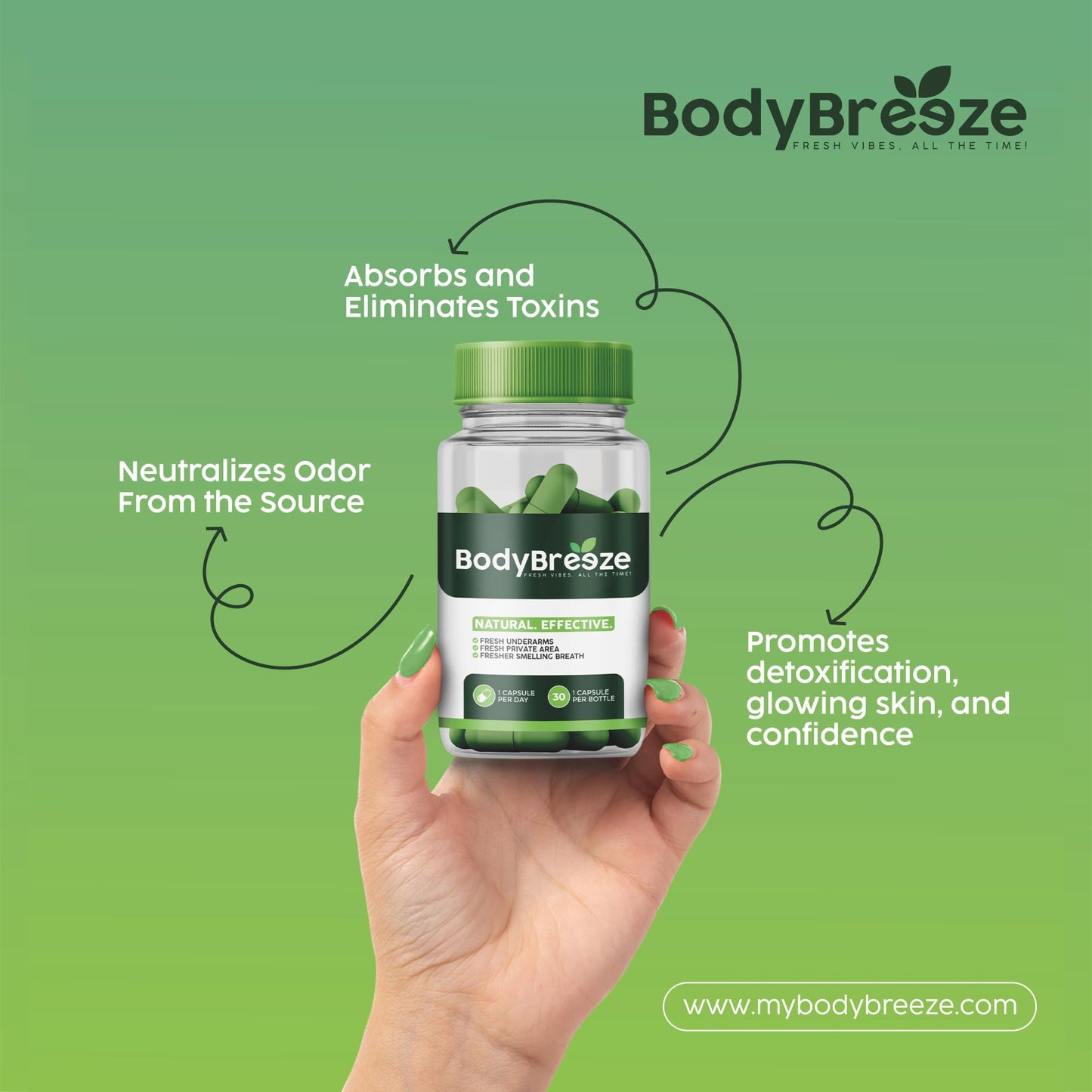 BodyBreeze Internal Deodorant Supplement - 30 Capsules