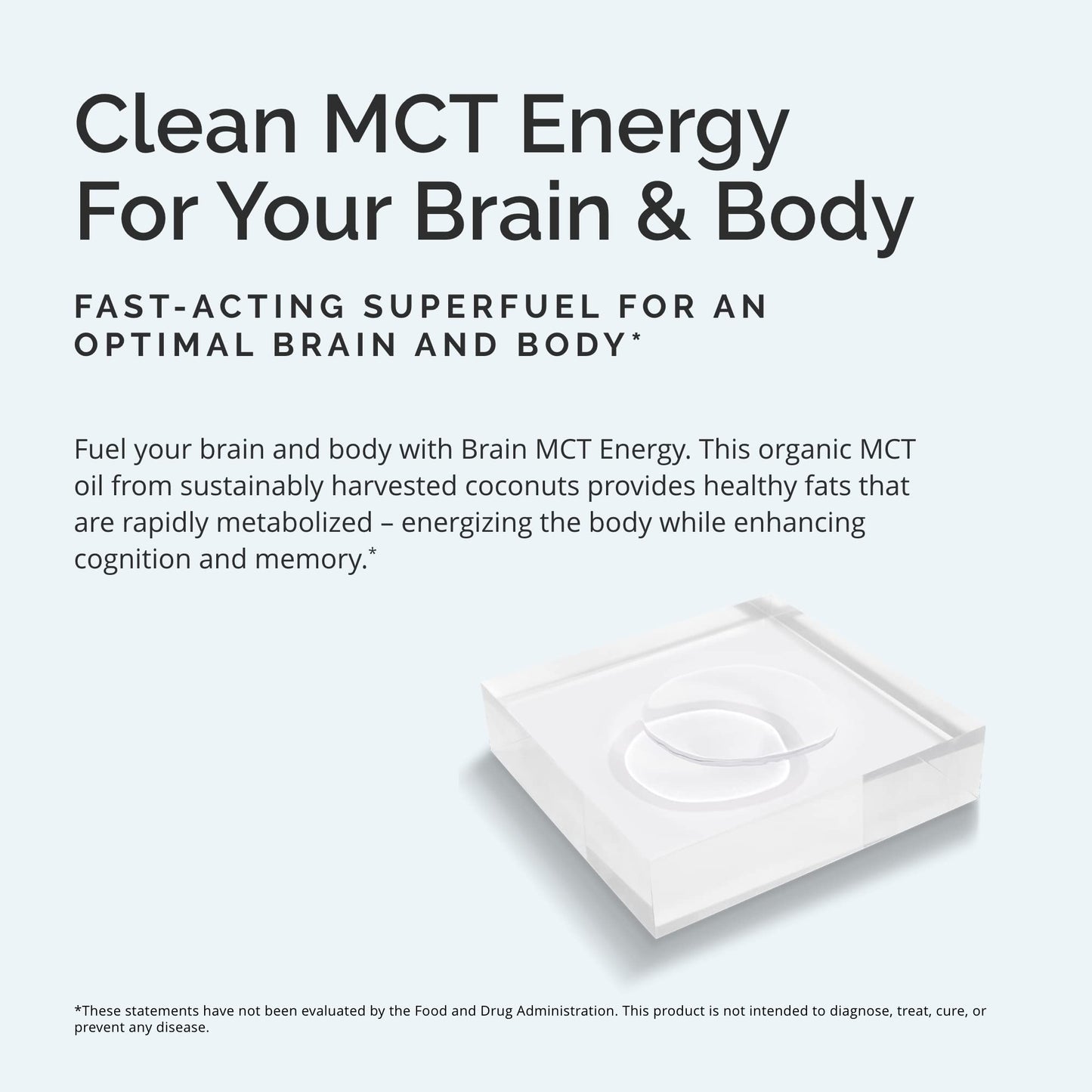 Dr Amen BrainMD Brain MCT Energy - 16 fl oz - Energy Support for Brain & Body - Improves Focus & Satiety - Clean & Fast Acting - Gluten Free - 31 Servings
