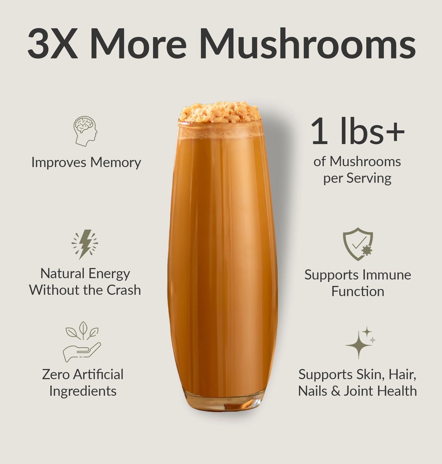 BIOptimizers Mushroom Coffee Alternative – Salted Caramel Drink – Lion’s Mane, Chaga, Reishi + Collagen Peptides for Focus, Energy & Gut Health – Adaptogenic Mushrooms & MCT Powder – 30 Servings