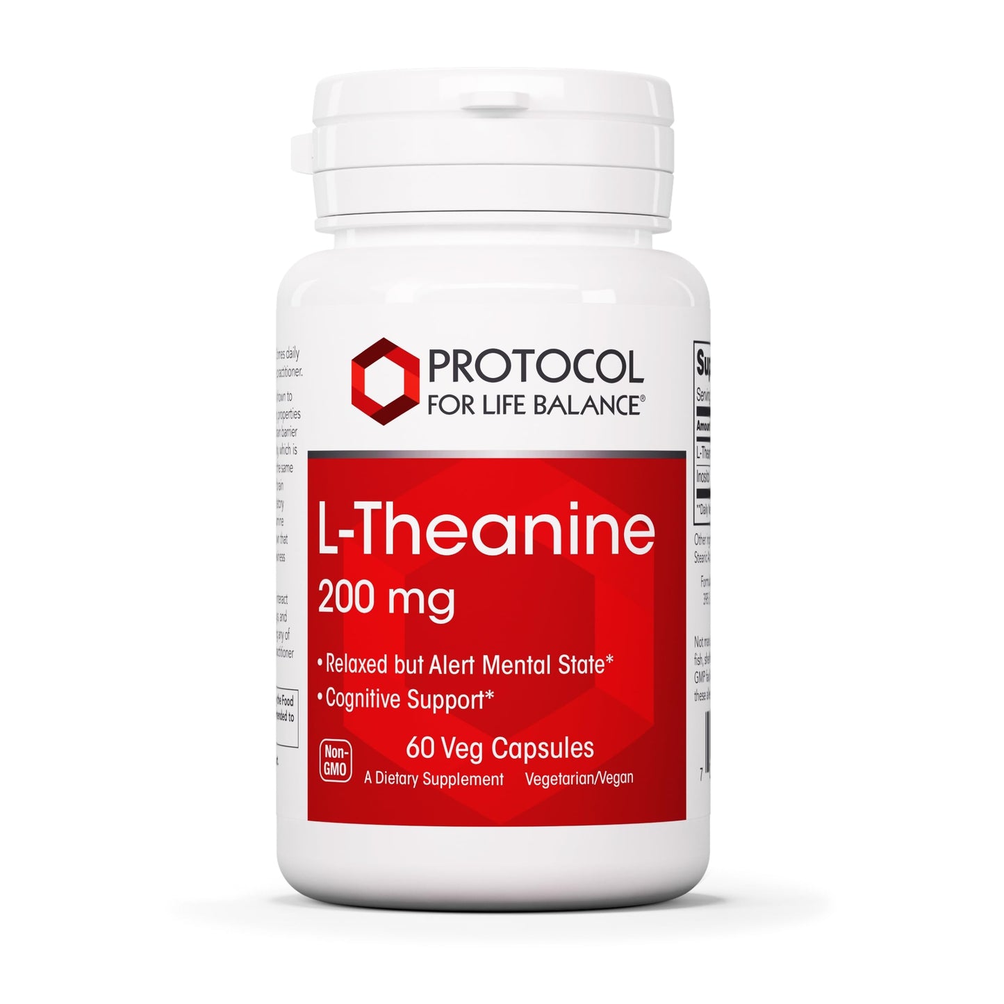 PROTOCOL FOR LIFE BALANCE L-Theanine 200mg - Normal Stress Relief - Non-Drowsy - 60 Veg Caps