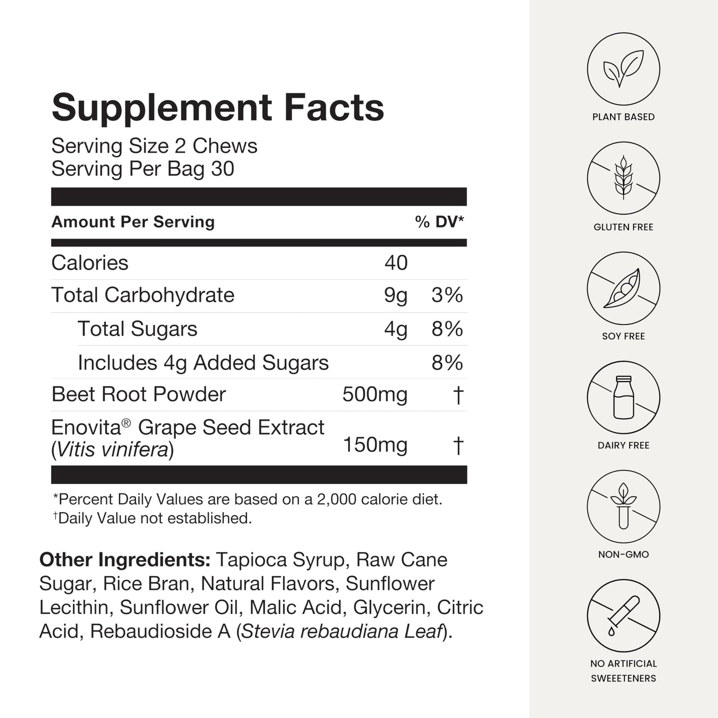 HumanN SuperBeets Heart Chews, Nitric Oxide and Blood Pressure Support, Grape Seed Extract & Non-GMO Beet Root Powder Energy, Pomegranate Berry Flavor, 180 Count