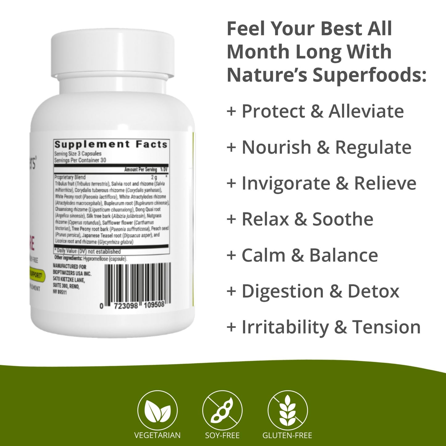 BIOptimizers - Cycle Support - Period Support Supplement for Women - Bloating and Cramping Menstrual Relief - 90 Capsules