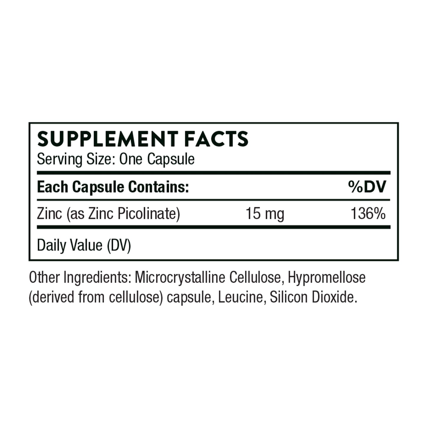 THORNE Zinc Picolinate 15mg - Highly Absorbable Zinc Supplement - Supports Wellness, Immune System, Eye, Skin, and Reproductive Health* - Gluten-Free, Soy-Free, Dairy-Free - 60 Capsules