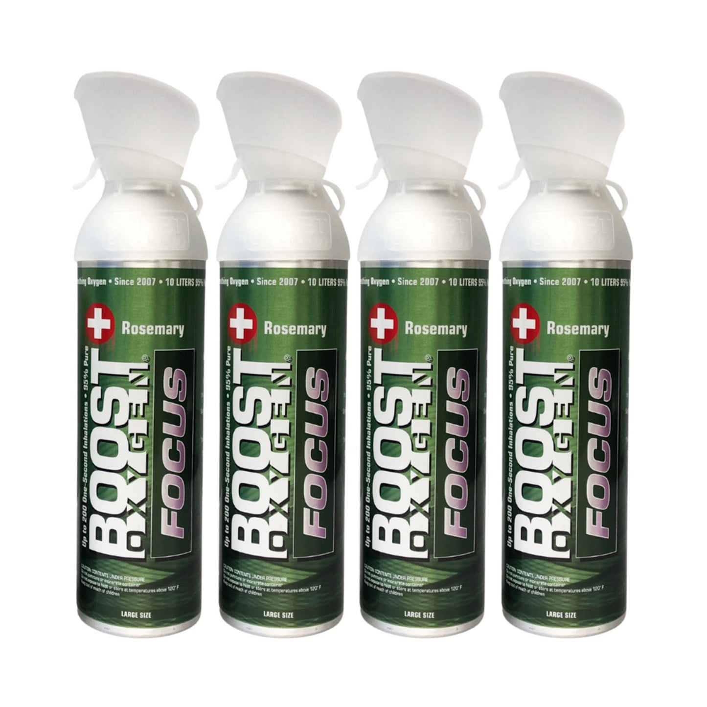 Boost Oxygen Large Focus Rosemary Aroma 10 Liter Canister | All-Natural Resiratory Support for Aerobic Recovery, Altitude, Performance and Health (4 Pack)