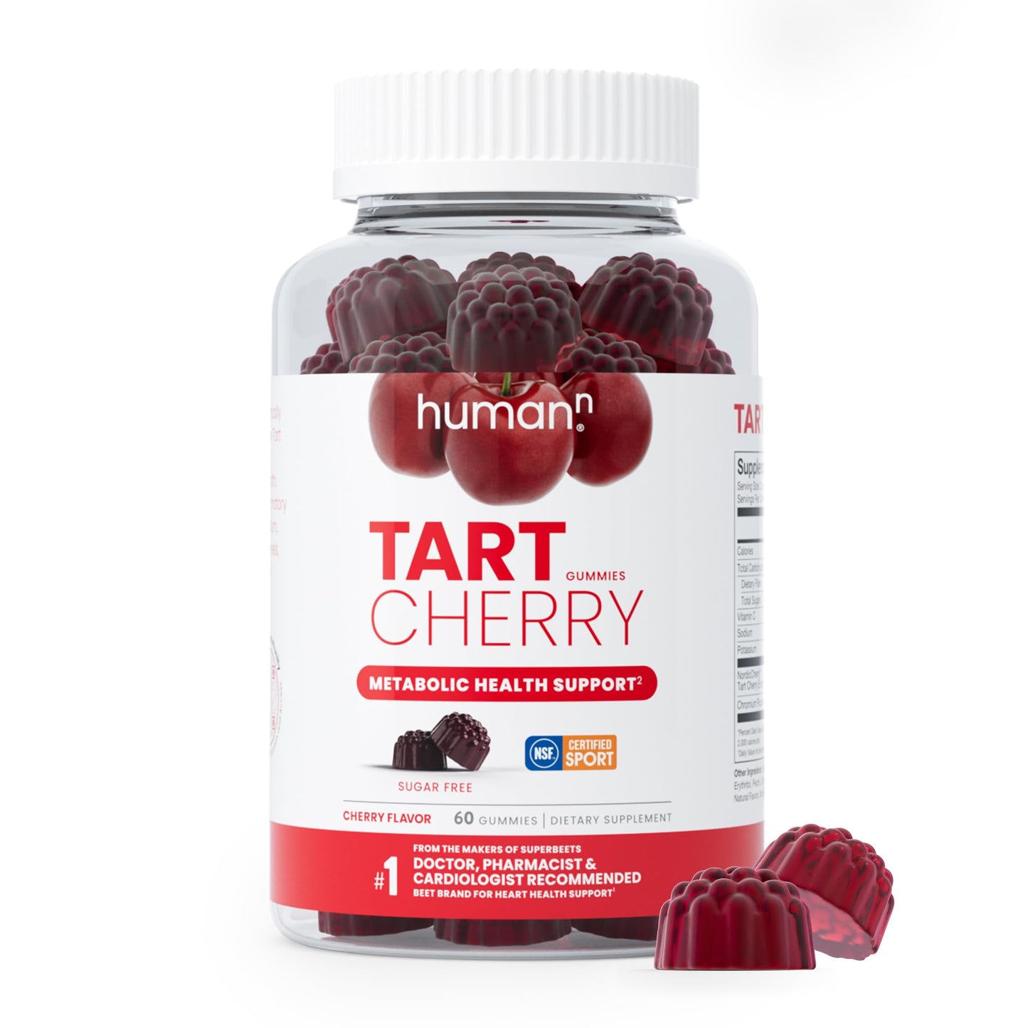HumanN Tart Cherry Gummies - Uric Acid, Immunity, Inflammation & Metabolic Health Support – NSF Certified Sport, Powerful Antioxidant & Non-GMO - from Maker of SuperBeets - 60 Sugar-Free Vegan Gummy