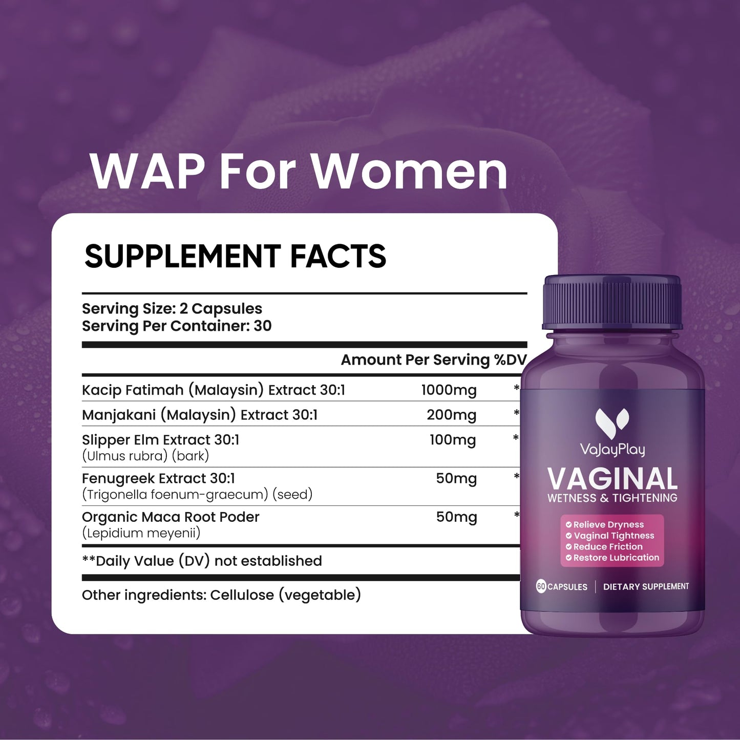 VaJayPlay Vaginal Wetness & Tightener - 60 Capsules